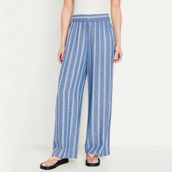 Old Navy Striped Linen Blend Wide Leg Pants Sz XL - Picture 1 of 9